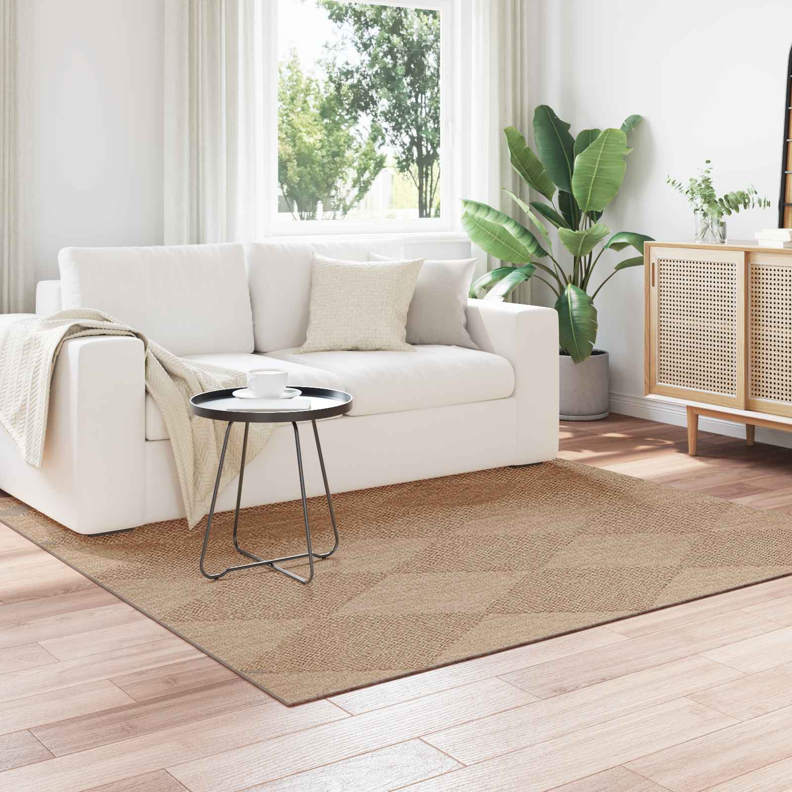 Dywany pokojowe Kwadrat AGIRA Naturalny 120 x 120 cm Poliester vidaXL