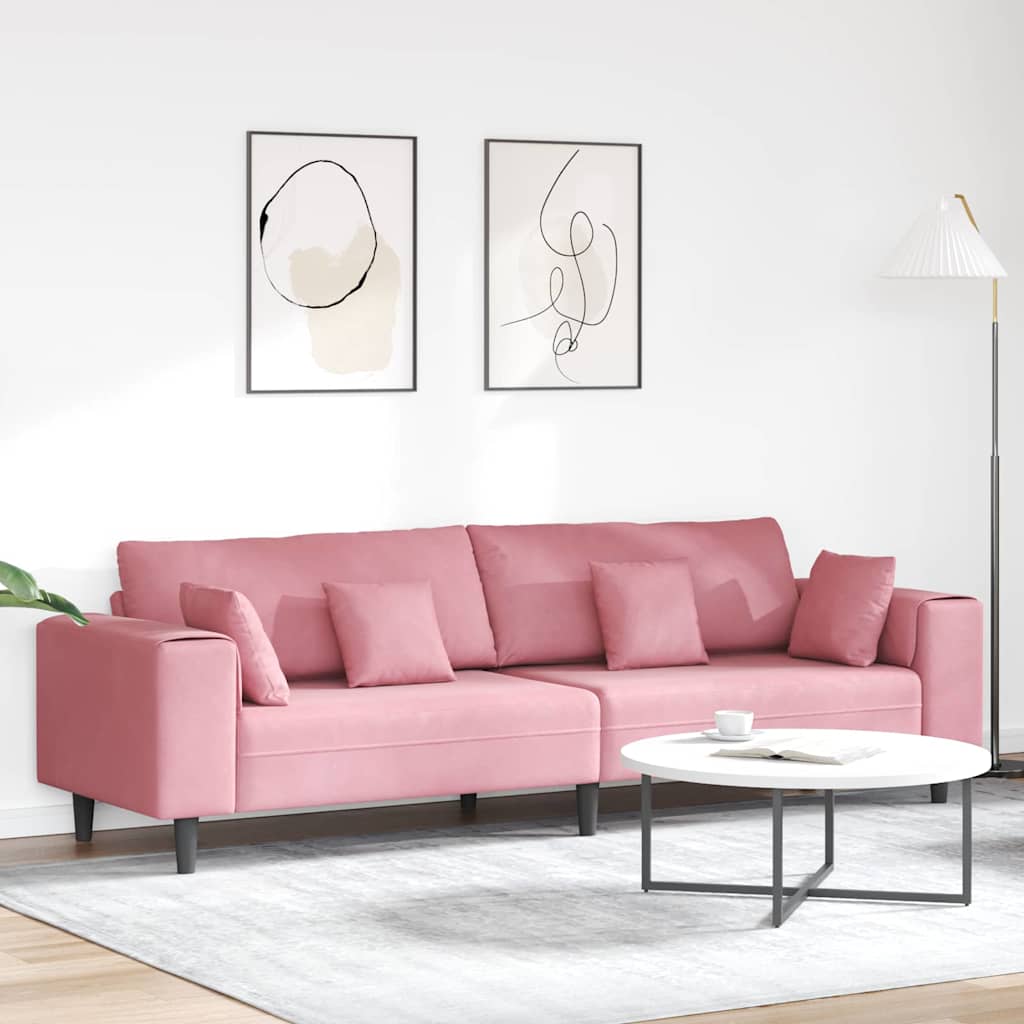 Sofa Różowy 250 x 77 x 76 cm Aksamit vidaXL