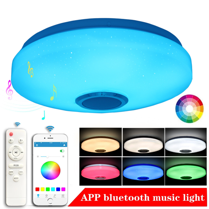 Muzyczna lampa sufitowa LED 36 W – z Bluetooth – do montażu wpuszczanego z pilotem lub sterowaniem za pomocą smartfona – dyskretne i nastrojowe oświet