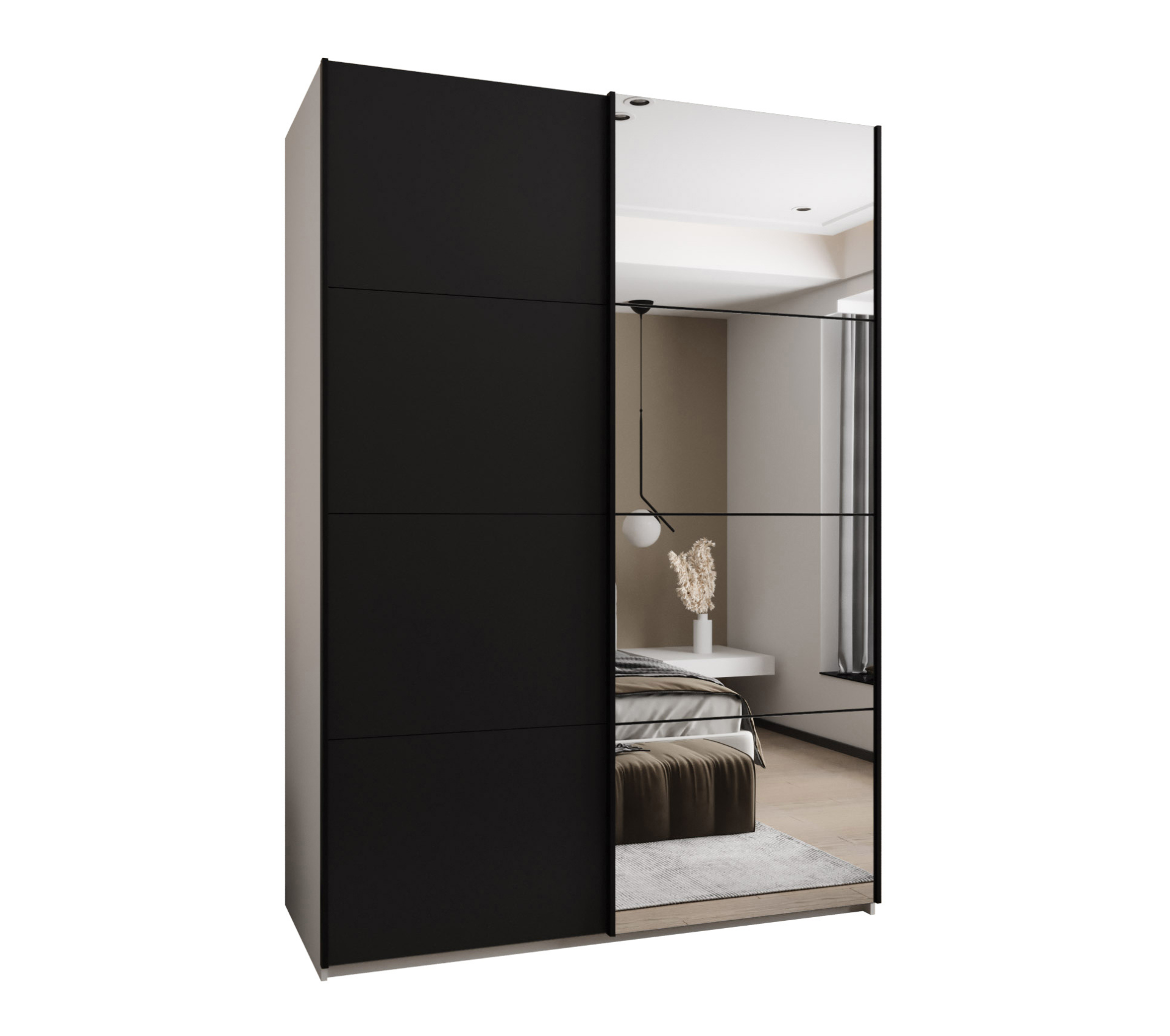 Szafa przesuwna wysoka Lux 3 170 x 64 x 245,5 cm biały + czarny + u. czarny - Abiks Meble