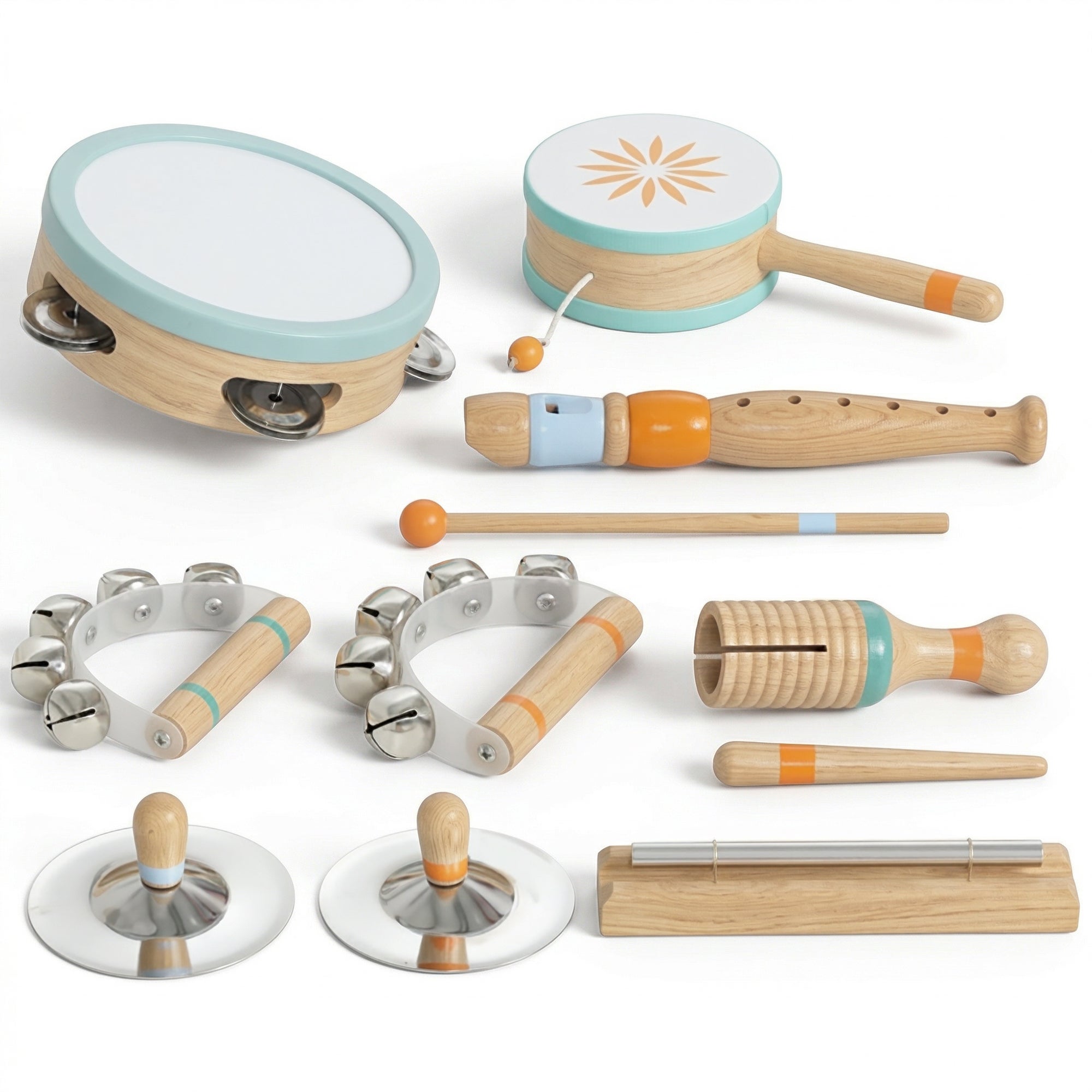 Instrumenty muzyczne dla dzieci, inspirowane drewniane zabawki muzyczne z tamburynem i marakasami dla dzieci w wieku 3+ lat