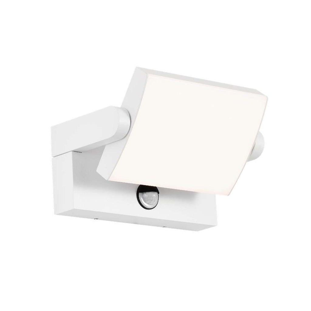 Prostokątna lampa ścienna LED 17 W 120 LM/W z czujnikiem PIR, kolor biały, obrotowa 4000 K, IP65