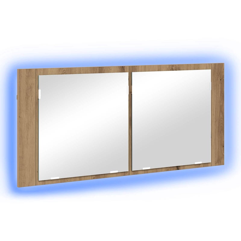 Lustro LED w szafce Dąb rzemieślniczy 100 x 12 x 45 cm