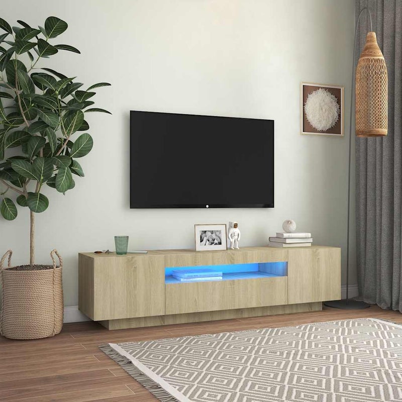 Meuble TV VidaXL z oświetleniem LED 160x35x40 cm kolor: maron, materiał: drewno