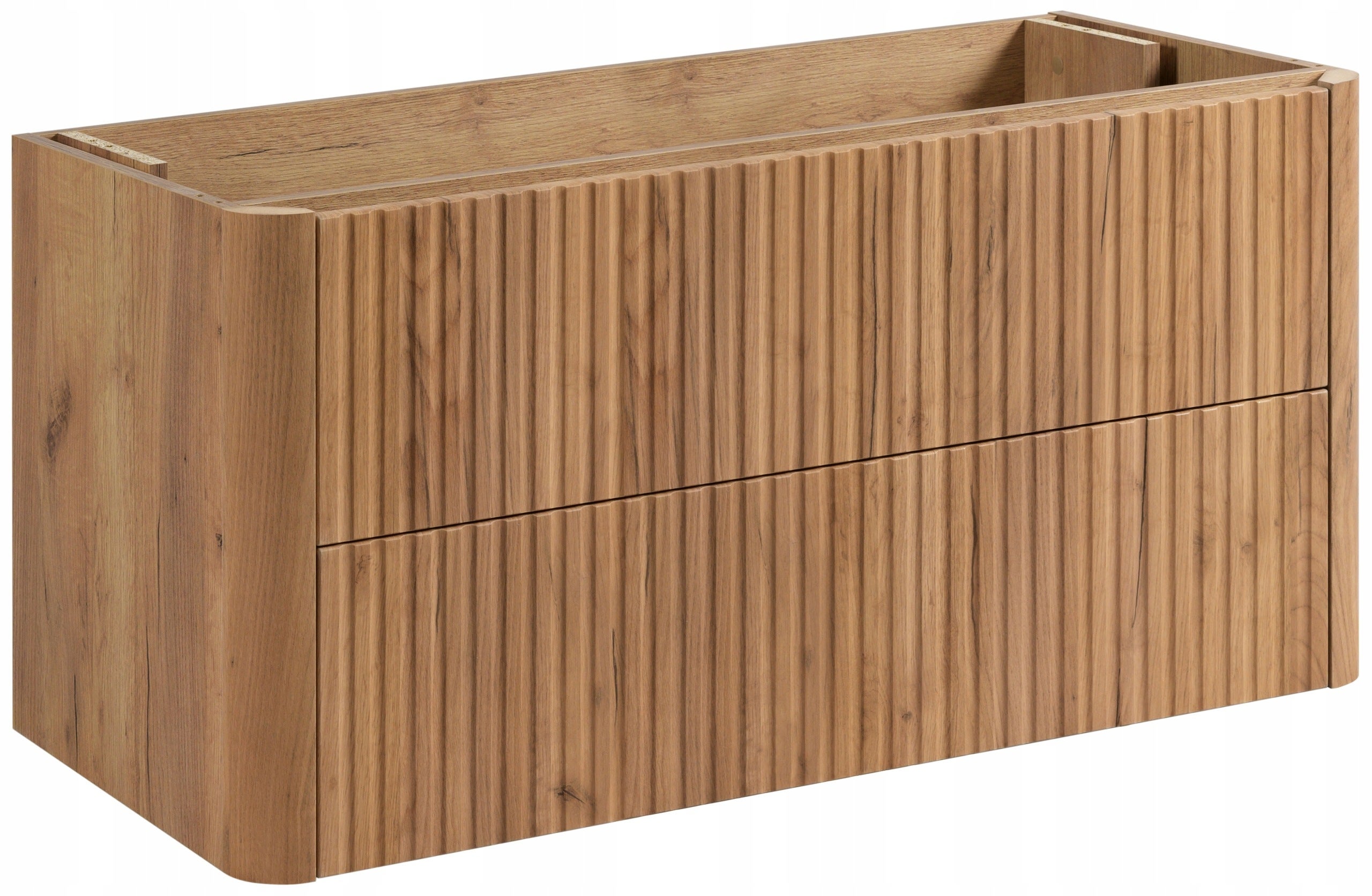 Szafka łazienkowa LINEA 100 cm Dąb Craft Złoty wisząca ryflowana Push to Open