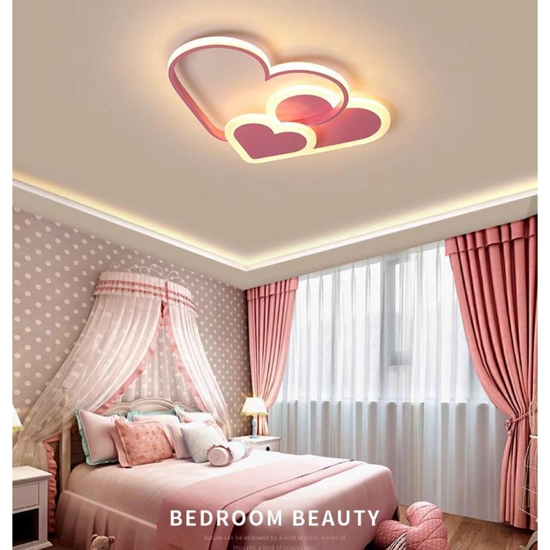 Lampa sufitowa LED w kształcie serca dla dzieci, 30 W, różowa i ciepła biel, lampa sufitowa do pokoju dziecięcego
