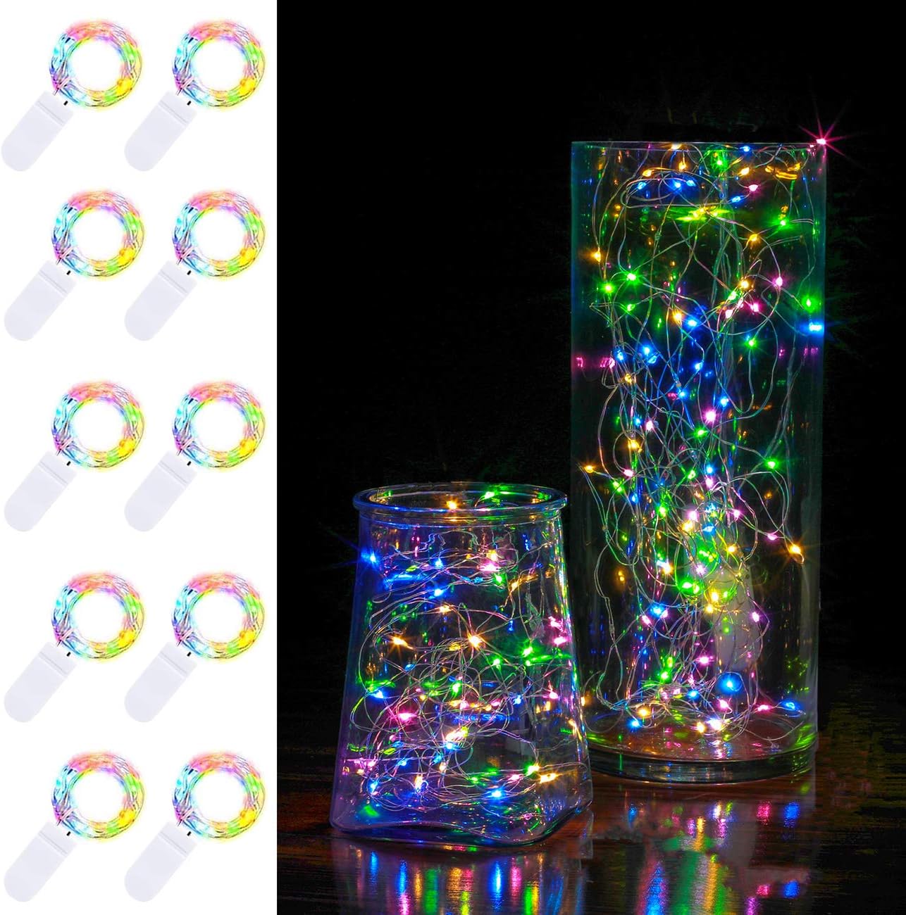sztuk Lampki Fée LED zasilane bateriami wodoodporne lampki wróżkowe druciki miedziane Starry dekoracji DIY świąt Bożego Narodzenia imprez Kolor Multi