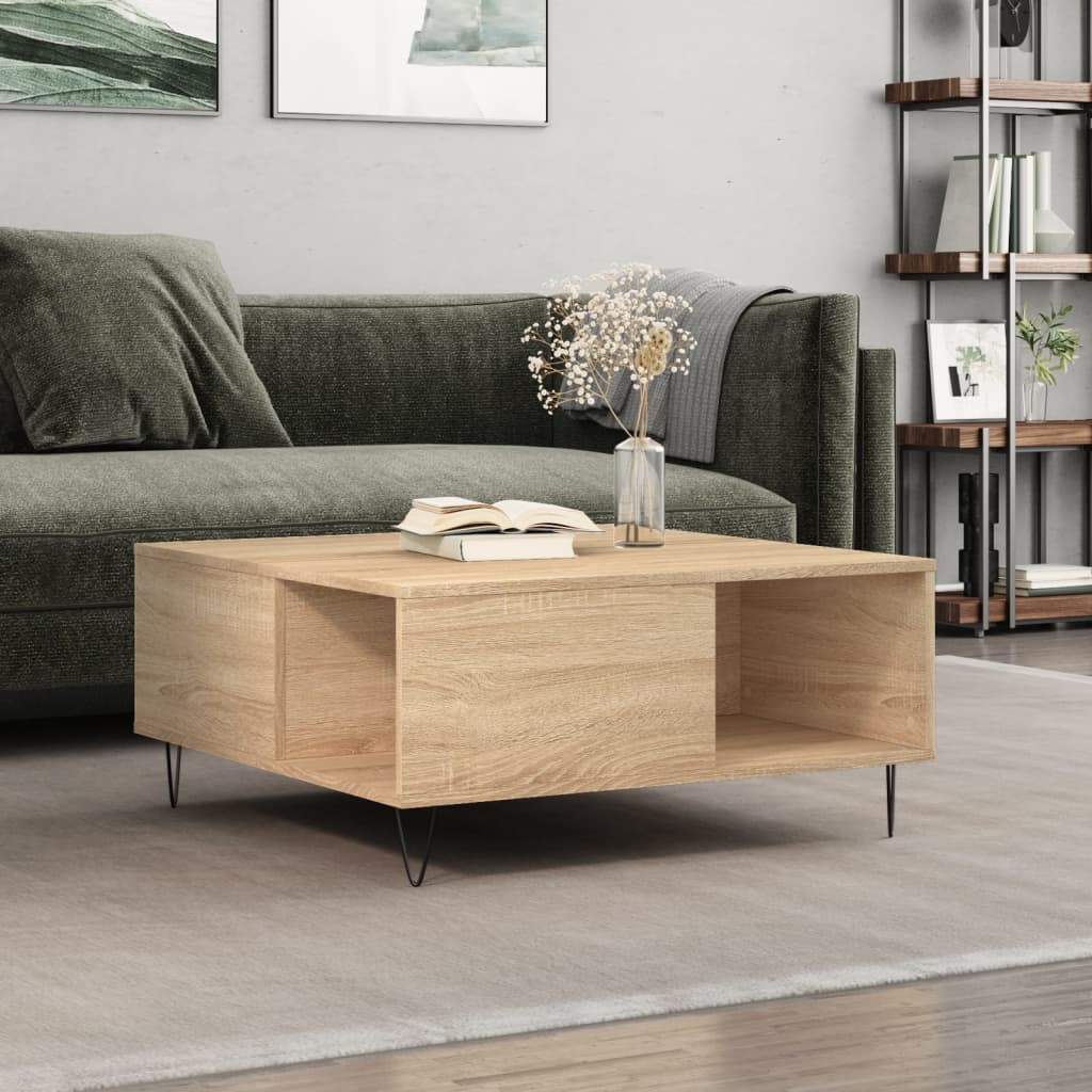 Stolik kawowy, dąb sonoma 80x80x36,5 cm materiał drewnopochodny vidaXL