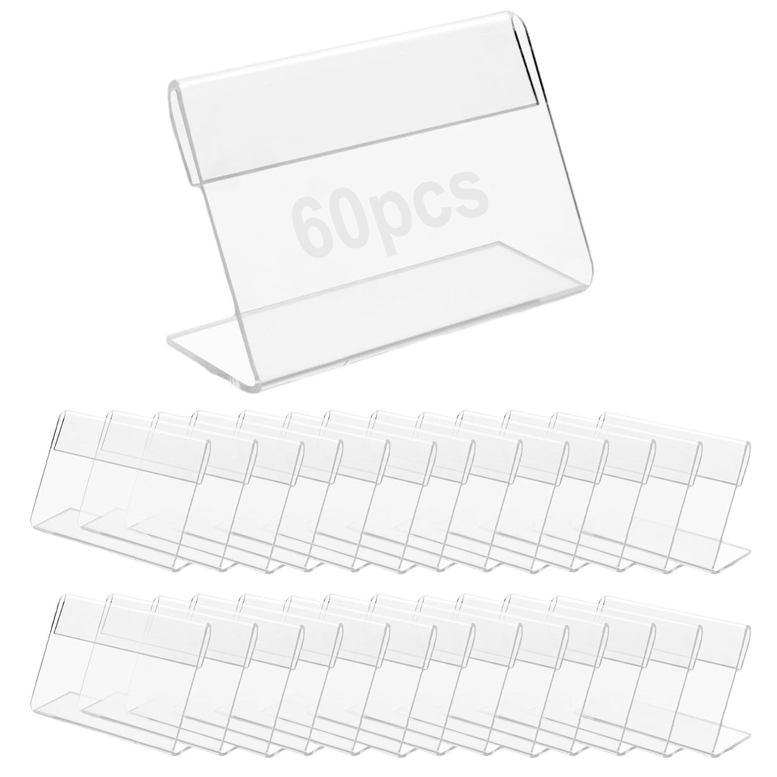 Zestaw 60 przezroczystych uchwytów na plakaty z akrylu, 3,8 x 6,1 cm, do montażu na blacie