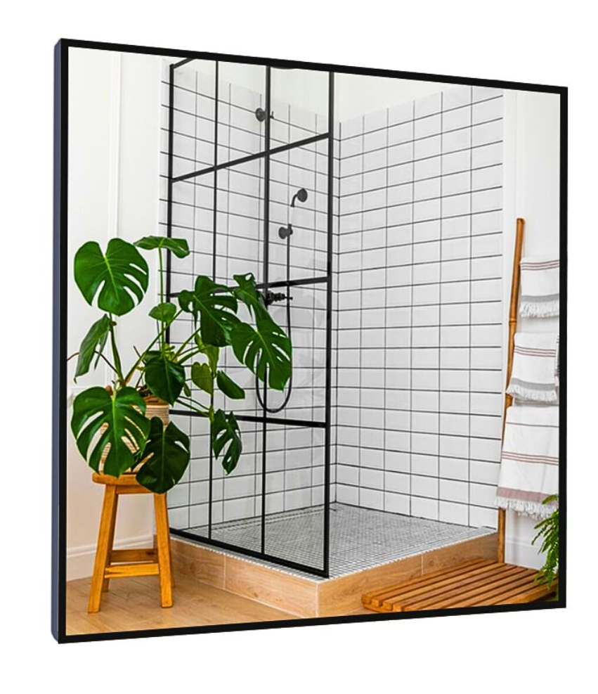 Lustro 100x100 w Czarnej Ramie Aluminiowej Mat Loft Bez Oświetlenia Loftowe