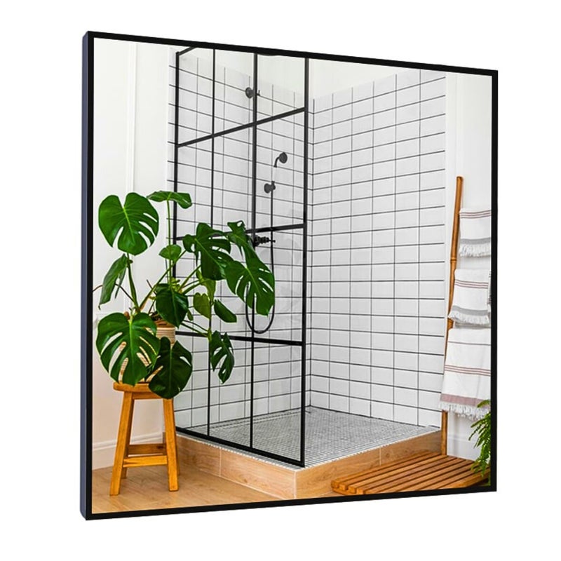 Lustro 100x100 w Czarnej Ramie Aluminiowej Mat Loft Bez Oświetlenia Loftowe