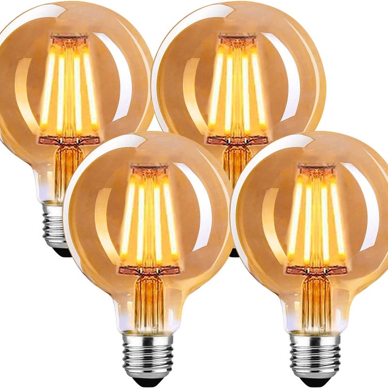 Ściemnialna żarówka LED E27 Vintage 4W G80, ciepła biel - idealna do zawieszenia, lampy stołowej, kinkietu - 4 sztuki