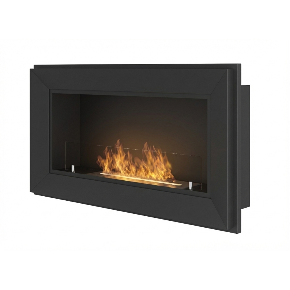 Kominek bioetanolowy Frame 900 SimpleFire do zabudowy ze szkłem - matowa czerń