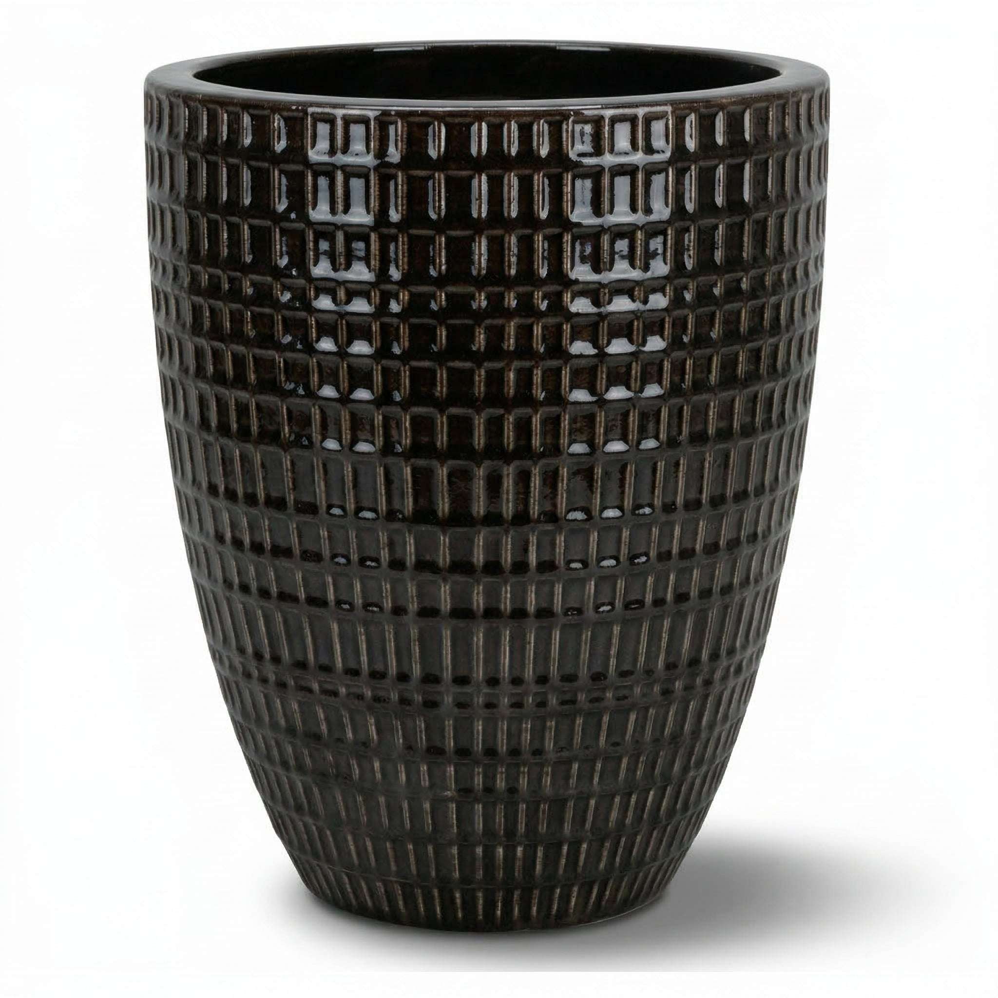 Donica ceramiczna Provencelia VERNE Czarny, sred.41 x H55 cm, mrozoodporna, rękodzieło, szkliwiona
