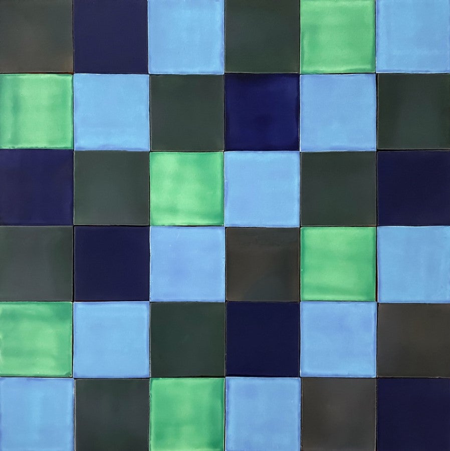 Malaquita – Zielone meksykańskie płytki patchwork 10,5x10,5 cm – 30 ręcznie wykonanych płytek ściennych, 0,33 m², idealne do łazienki, kuchni