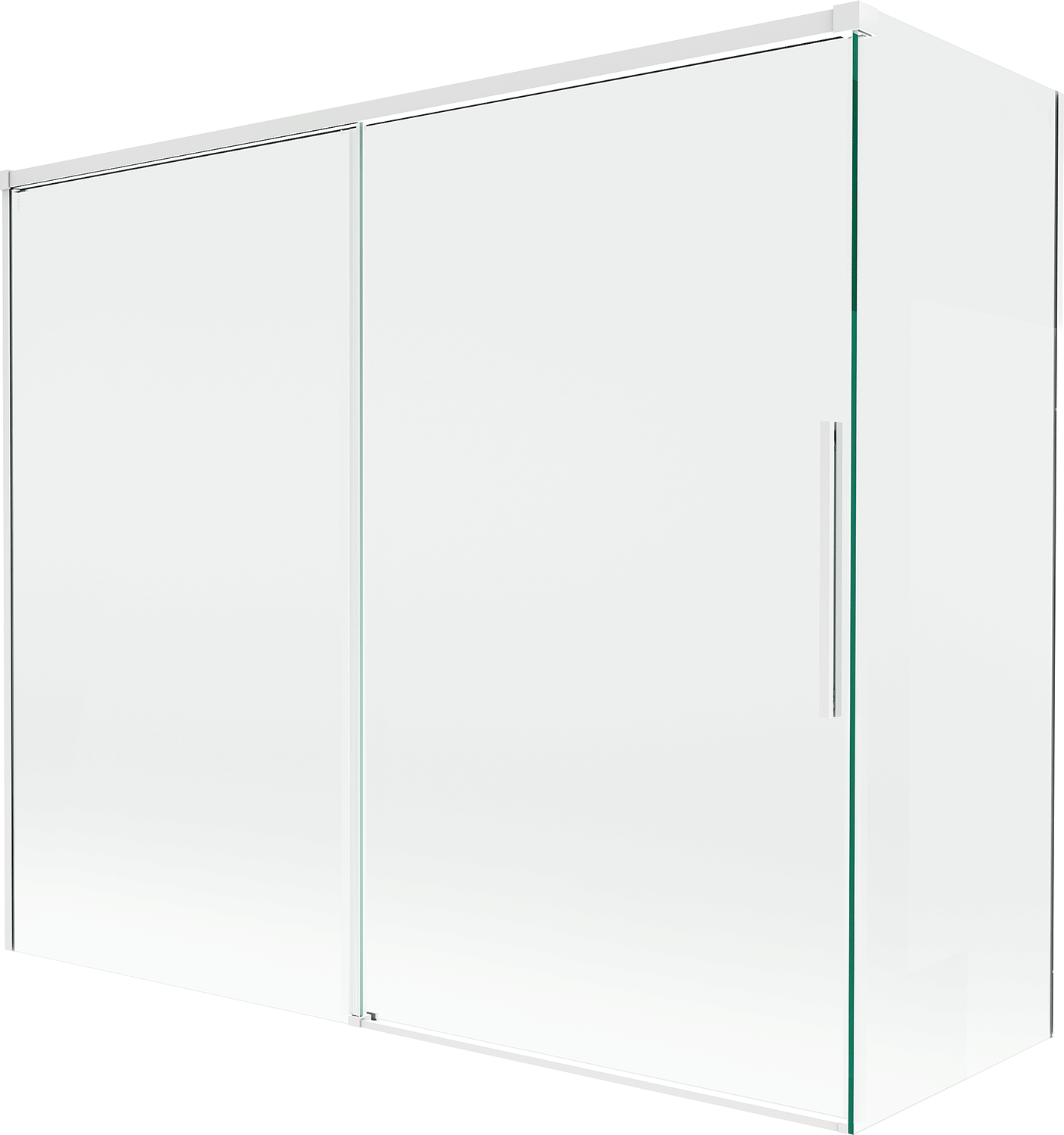 Mexen Rox parawan nawannowy 2-skrzydłowy rozsuwany 180 + 90 x 150 cm, transparent, biały - 8C9-180-090-20-00