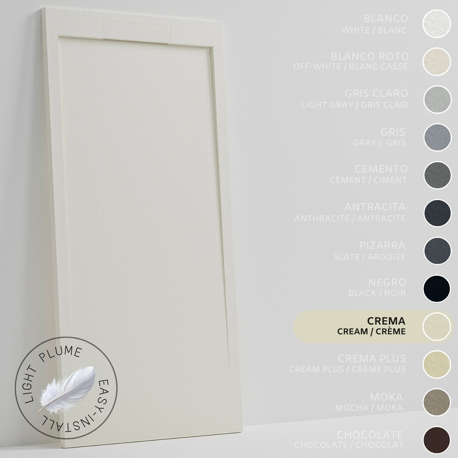 SOULHOME Lekki Brodzik z Żywicy tekstura Łupka – kremowy– 180X70- Niski 3cm– Elegancki SAME