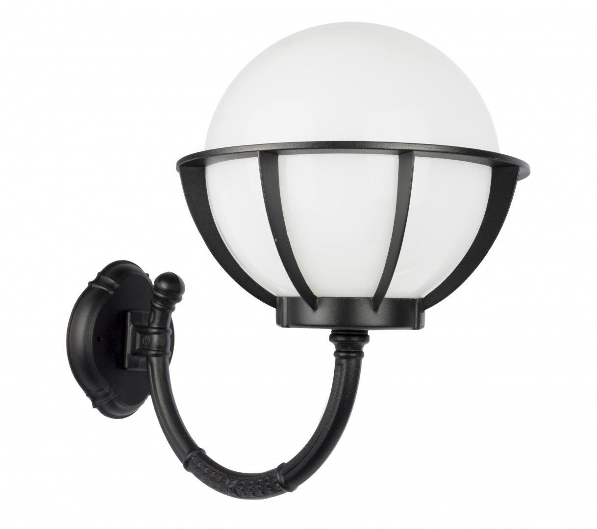 Kinkiet zewnętrzny kula biała lub dymiona 25 cm 1xE27 czarny IP43 SU-MA Kule K 3012/1/KPO 250