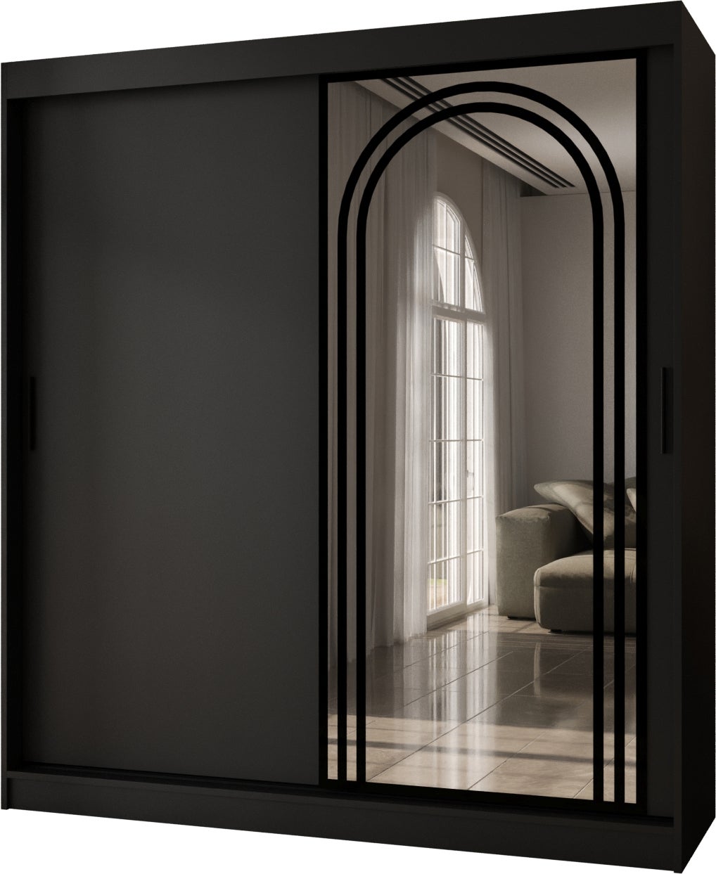 Szafa przesuwna z lustrem VIGO 180 x 62 x 200 czarny + u. czarny