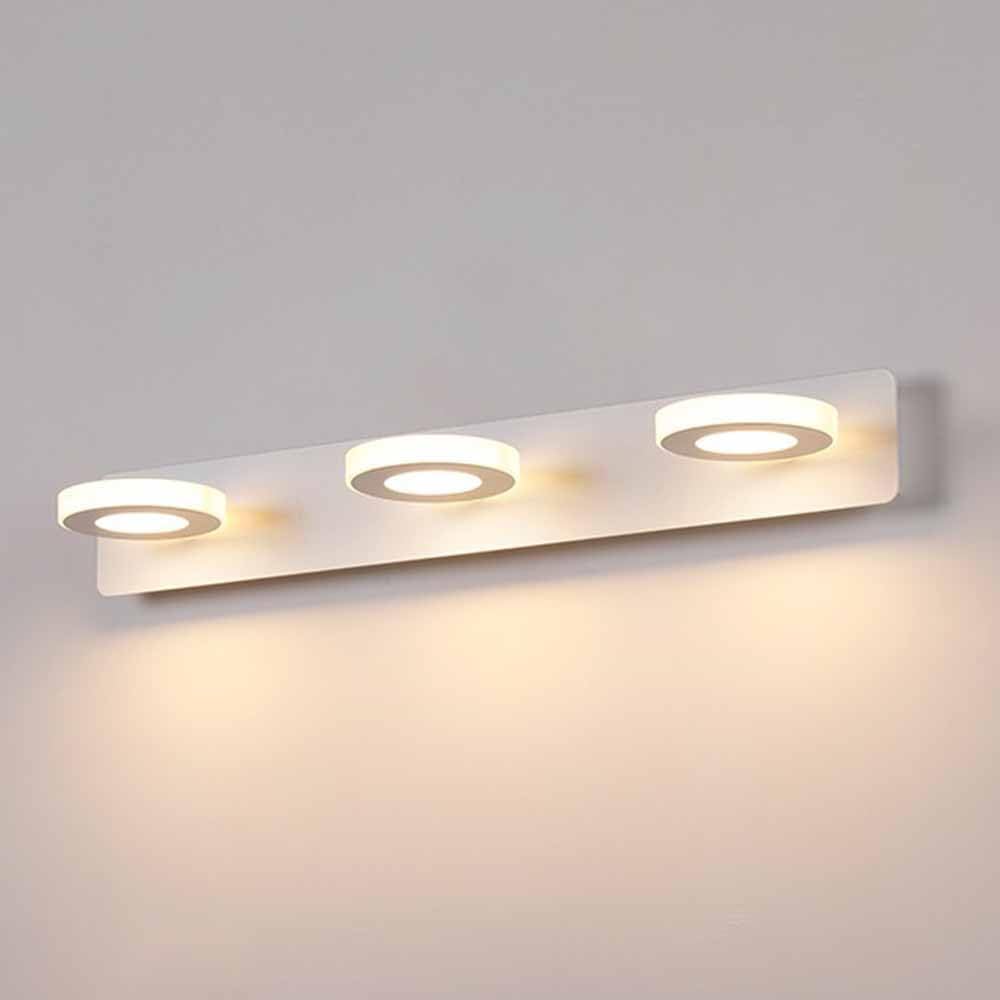 Okrągła 3-głowicowa lampa ścienna LED do umywalki łazienkowej, 15 W + ciepłe światło
