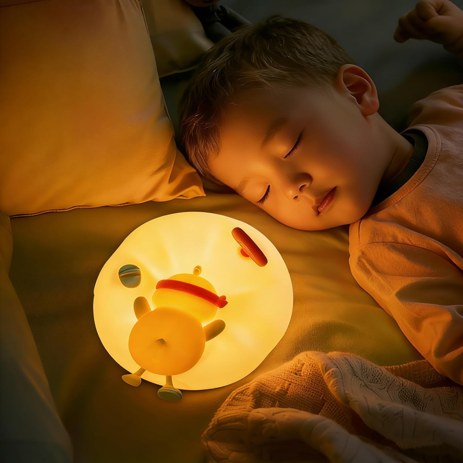 Dziecięca lampka nocna w kształcie kaczuszki, światło LED z 3 regulowanymi poziomami jasności, świecąca silikonowa kaczuszka, lampa dekoracyjna