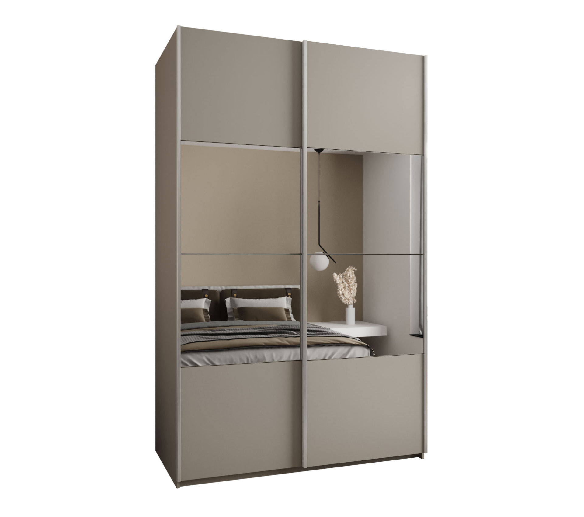 Szafa przesuwna wysoka Lux 4 160 x 64 x 245,5 cm kaszmir + kaszmir + u. srebrny - Abiks Meble