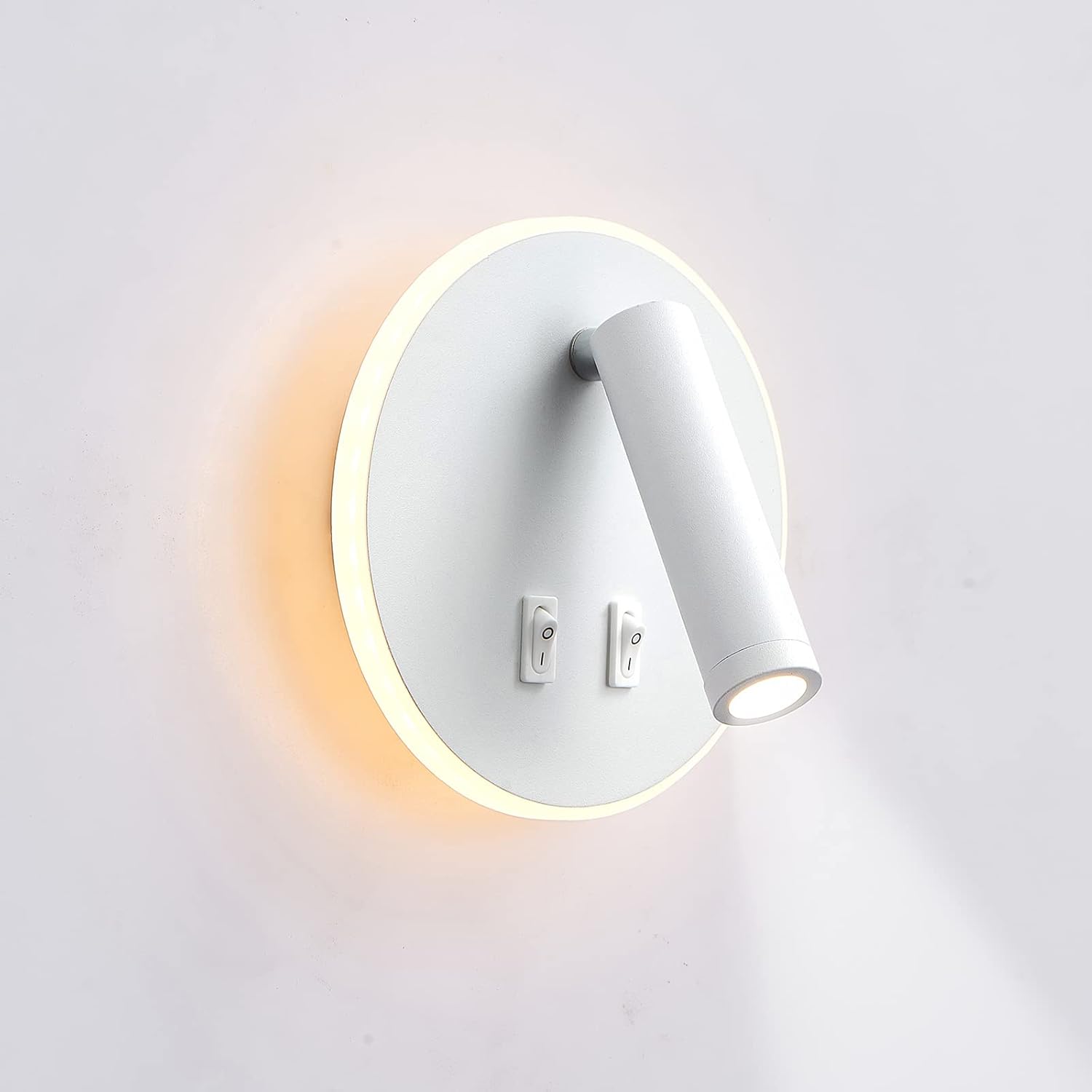 Kinkiet LED, lampka nocna, kinkiet LED 11W, regulowany reflektor (3W + 8W, ciepłe światło 3000K) (okrągły biały)