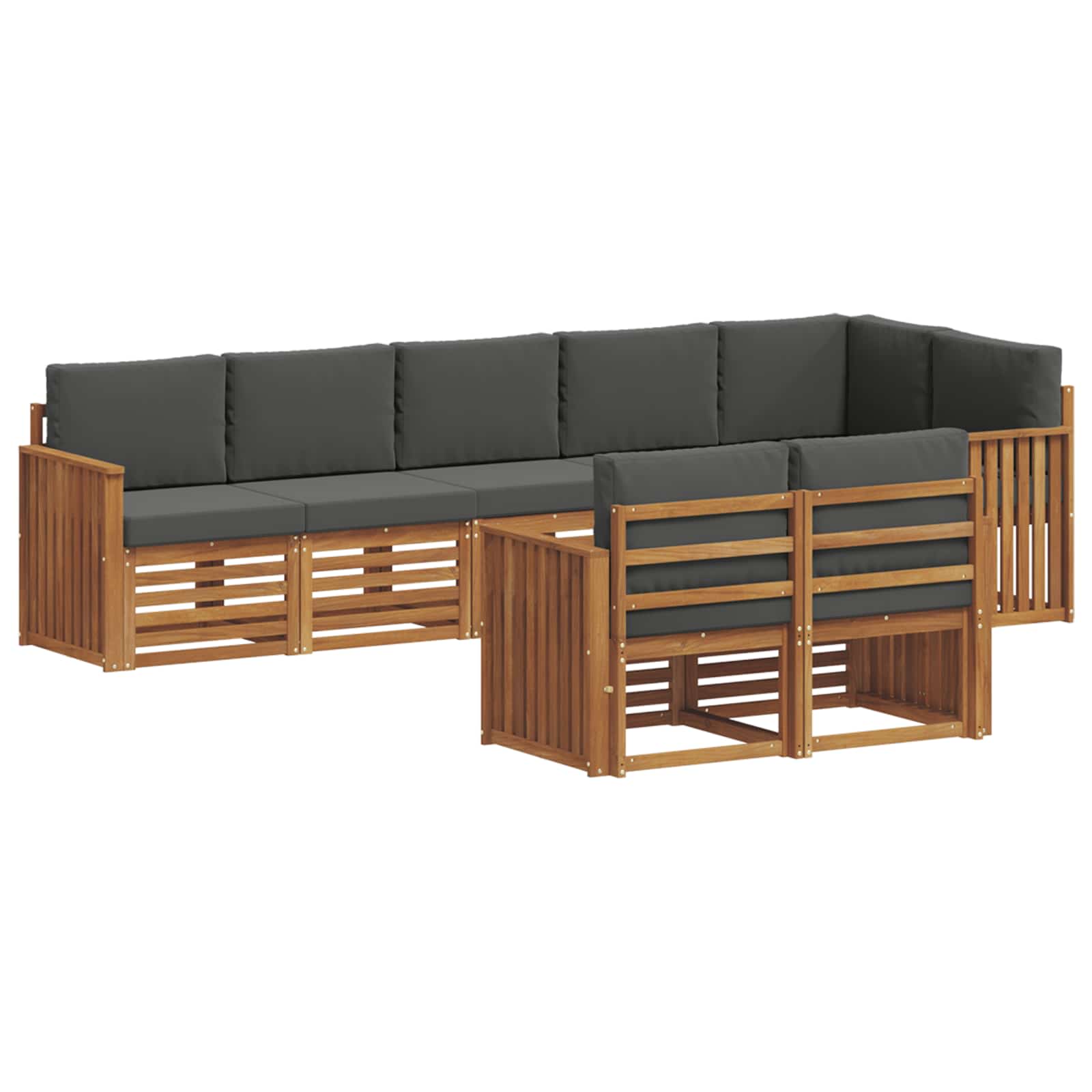 Zestawy sof 8 pcs Naturalny i Antracytowy Lite Drewno Akacji