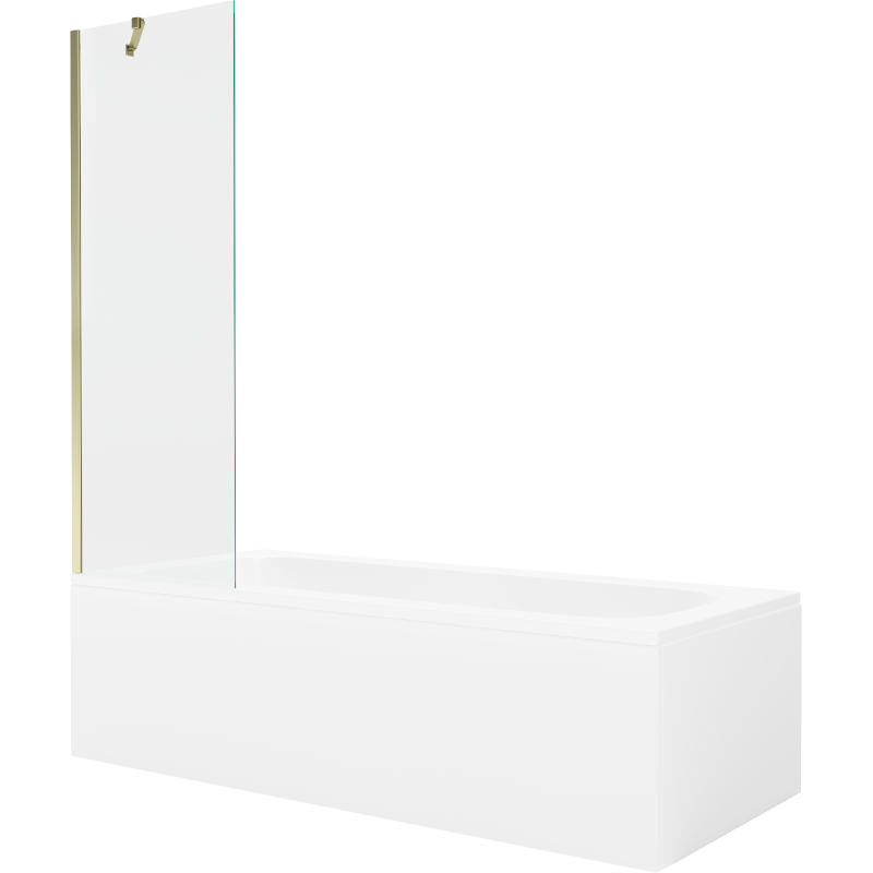 Mexen Vega wanna prostokątna 160 x 70 cm z obudową i parawanem 1-skrzydłowym 60 cm, transparent, złoty - 550116070X9506000050