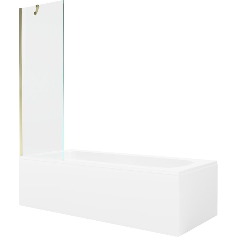 Mexen Vega wanna prostokątna 160 x 70 cm z obudową i parawanem 1-skrzydłowym 60 cm, transparent, złoty - 550116070X9506000050