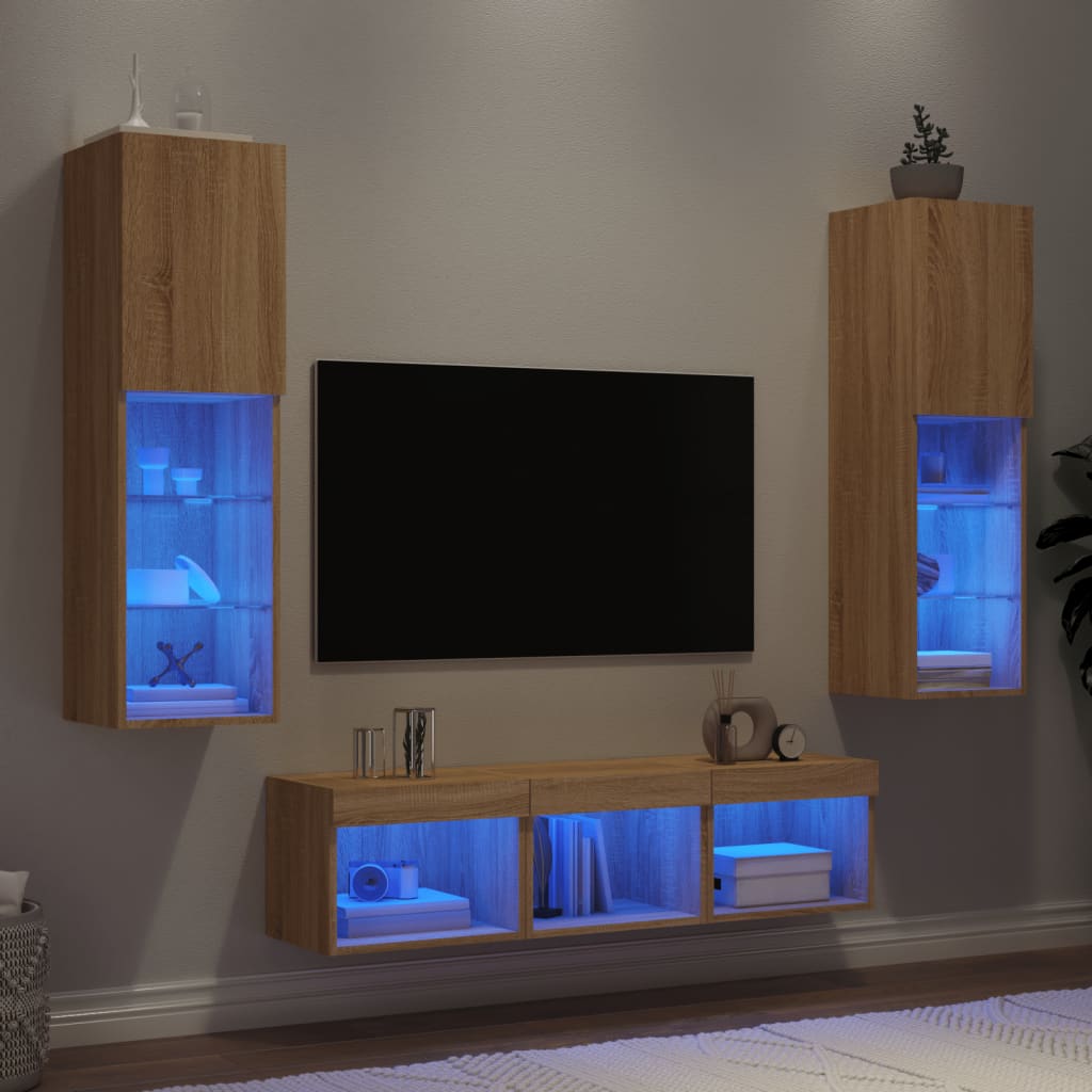 5-częściowy zestaw mebli TV z LED, dąb sonoma vidaXL