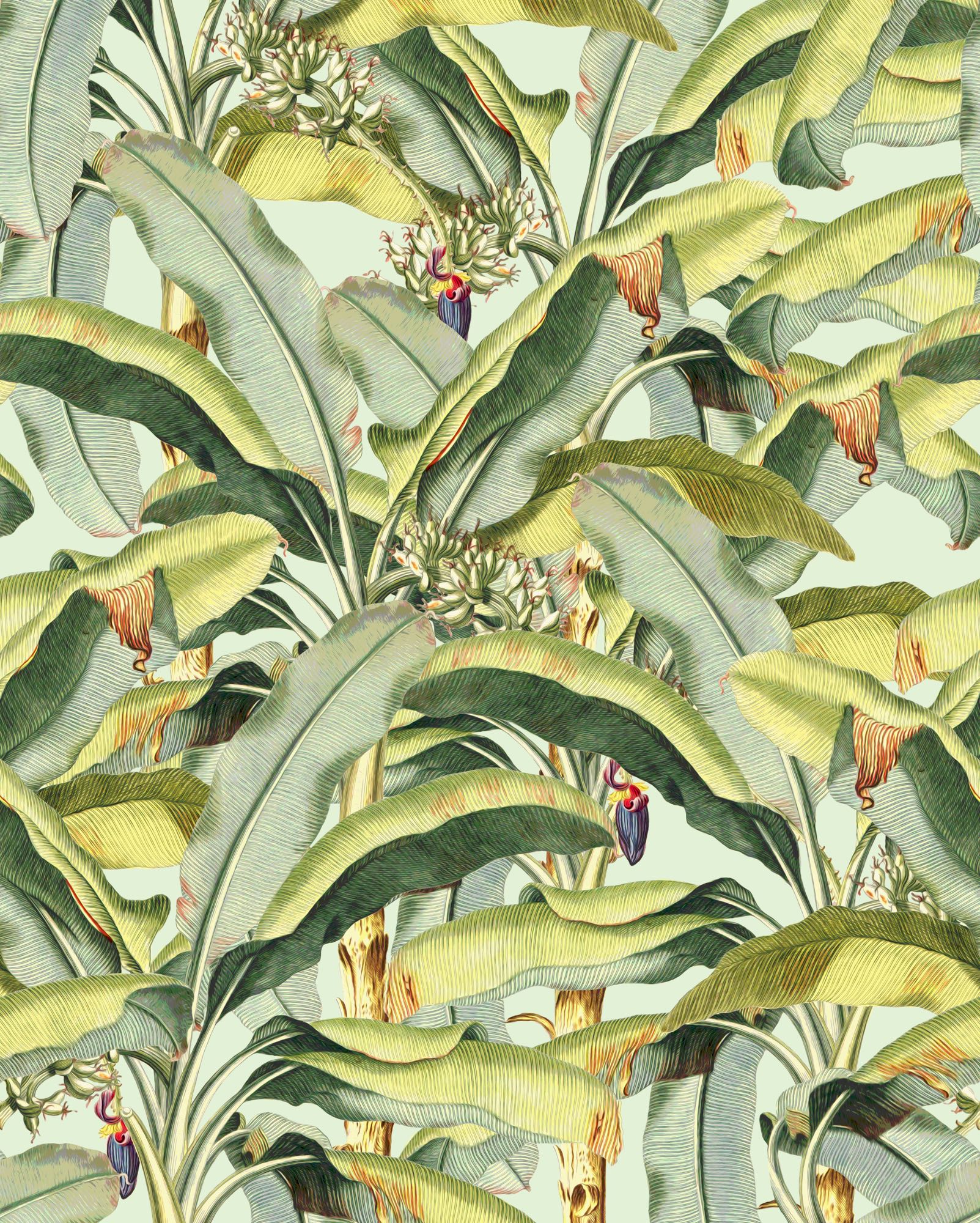 Fototapeta liście palmowe zielony i żółty - 250 x 200 cm - KOMAR