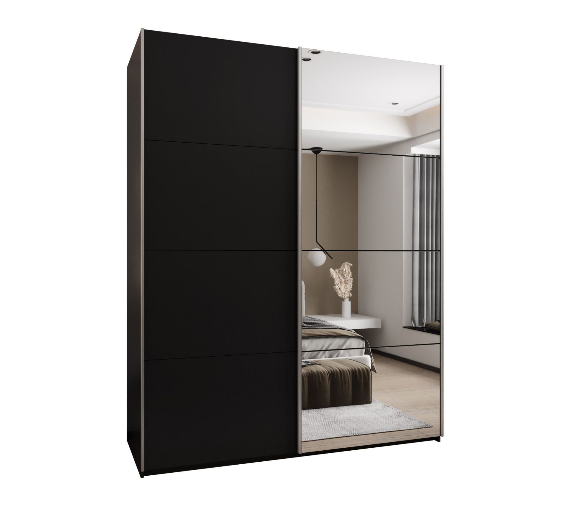 Szafa przesuwna wysoka Lux 3 200 x 64 x 245,5 cm czarny + czarny + u. srebrny - Abiks Meble