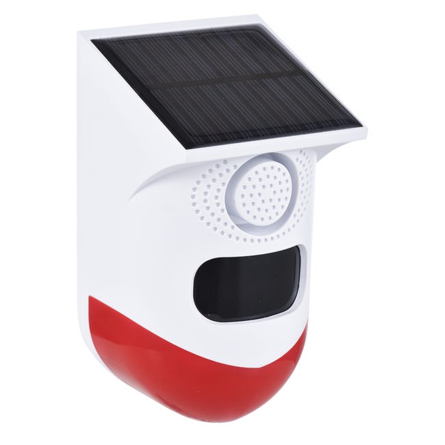 Zewnętrzny czujnik ruchu zasilany energią słoneczną, syrena 120 dB, światła stroboskopowe LED, akumulatorowe alarmy bezpieczeństwa, do gospodarstwa r