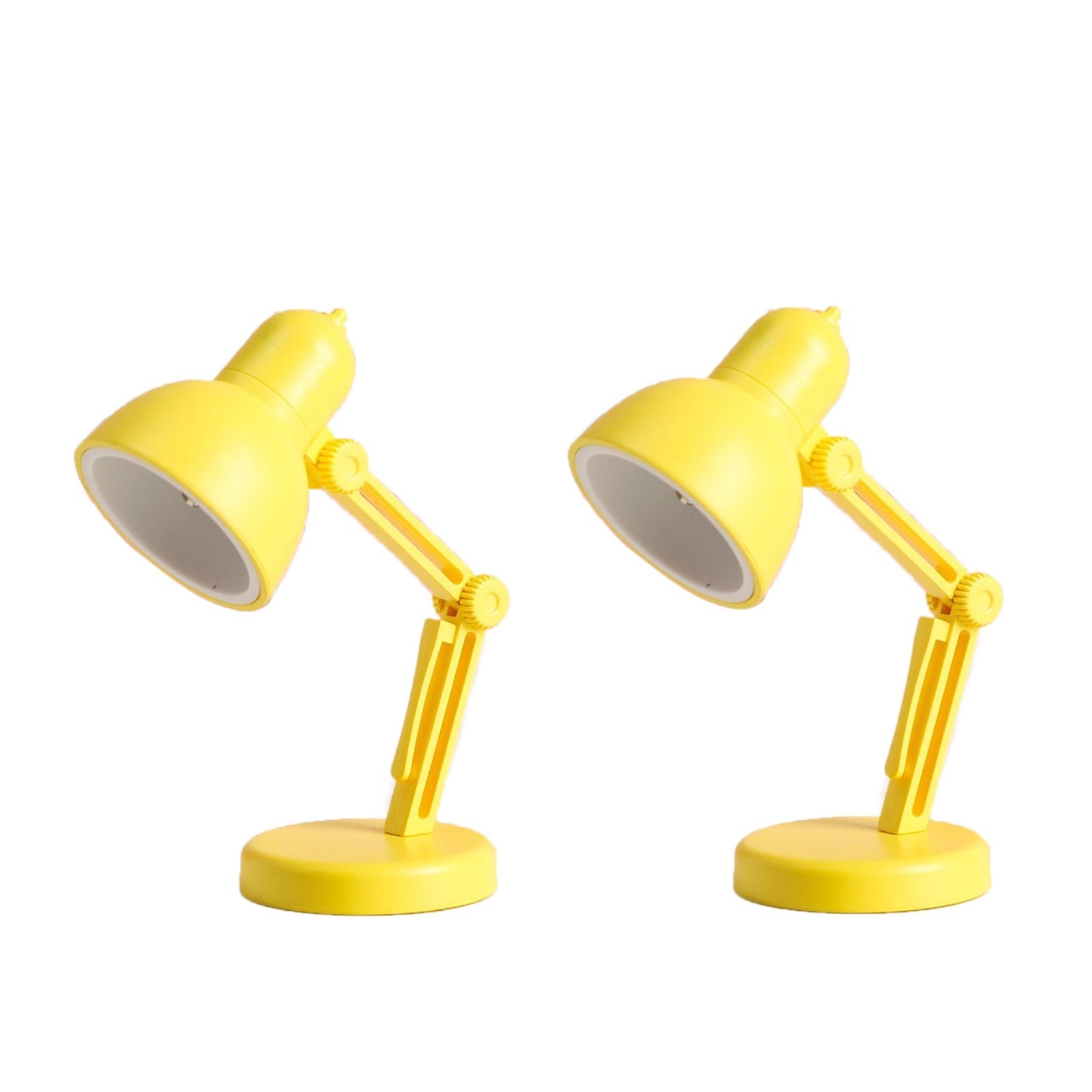 Zestaw 2 mini składanych lampek stołowych LED, idealne do nocnego czytania, nauki, pracy przy komputerze, ochrony oczu, przenośne - Żółte