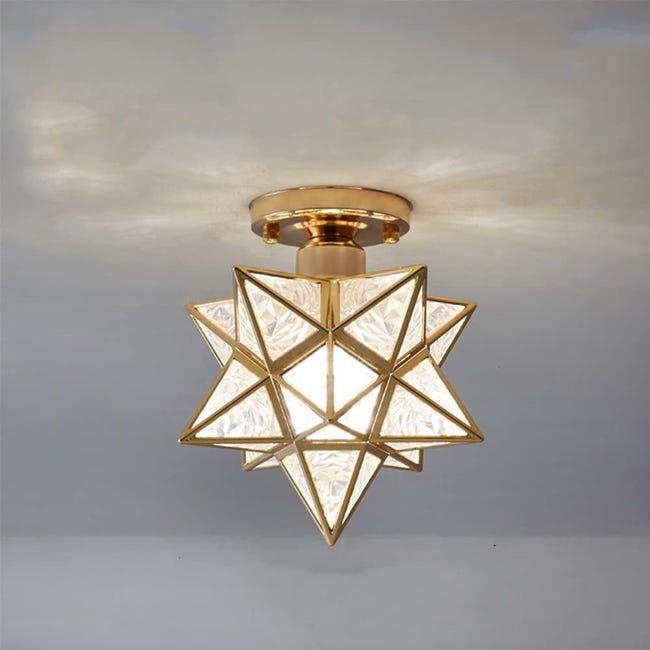 Nowoczesny żyrandol sufitowy, lampa wpuszczana w sufit, lampa w stylu nordyckim retro w kształcie gwiazdy (złota)