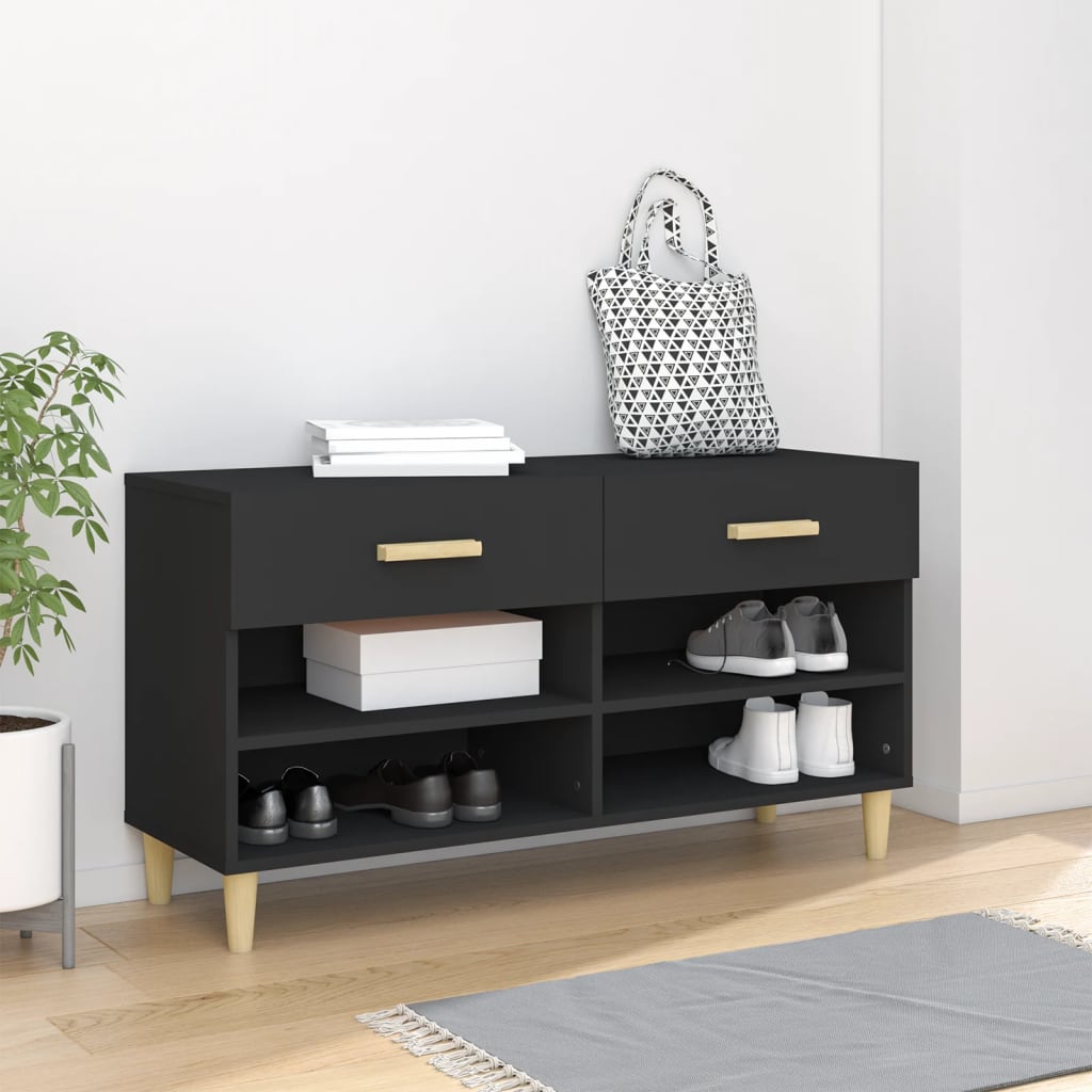 vidaXL Szafka na buty, czarna, 102x35x55 cm, materiał drewnopochodny