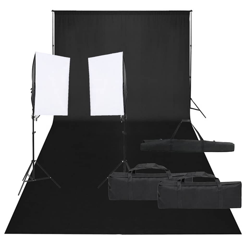 Fotograficzny zestaw studyjny z lampami i tłem vidaXL