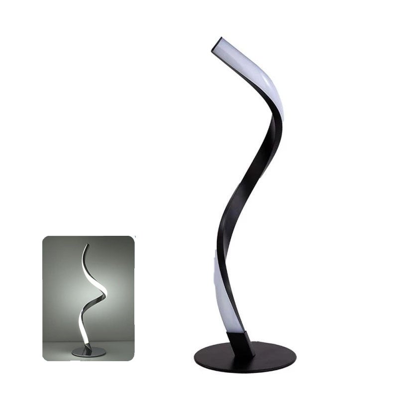 Spiralna lampa stołowa LED, chłodna biała lampa biurkowa, oświetlenie otoczenia, lampka nocna 3 W z przyciskiem sterującym, wtyczka UE