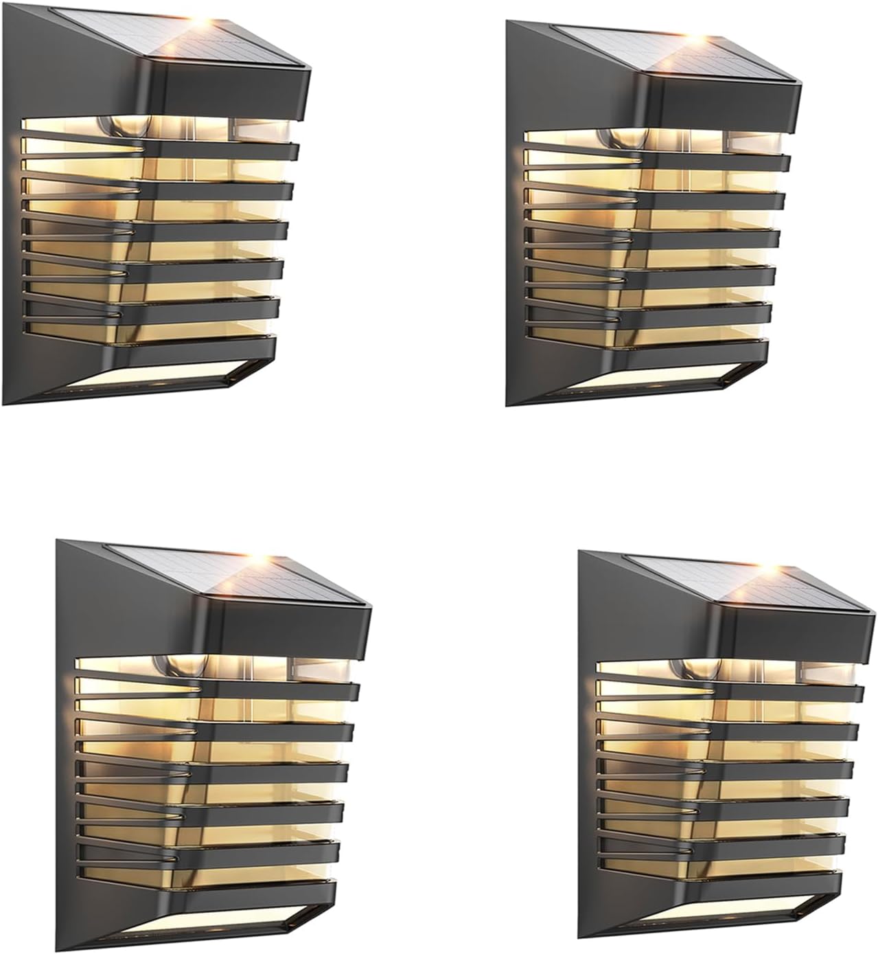 Zestaw 4 zewnętrznych lamp solarnych, lamp solarnych ogrodowych, 2 tryby oświetlenia, wodoszczelność IP54, do ogrodu, na ogrodzenie, patio, schody, ś