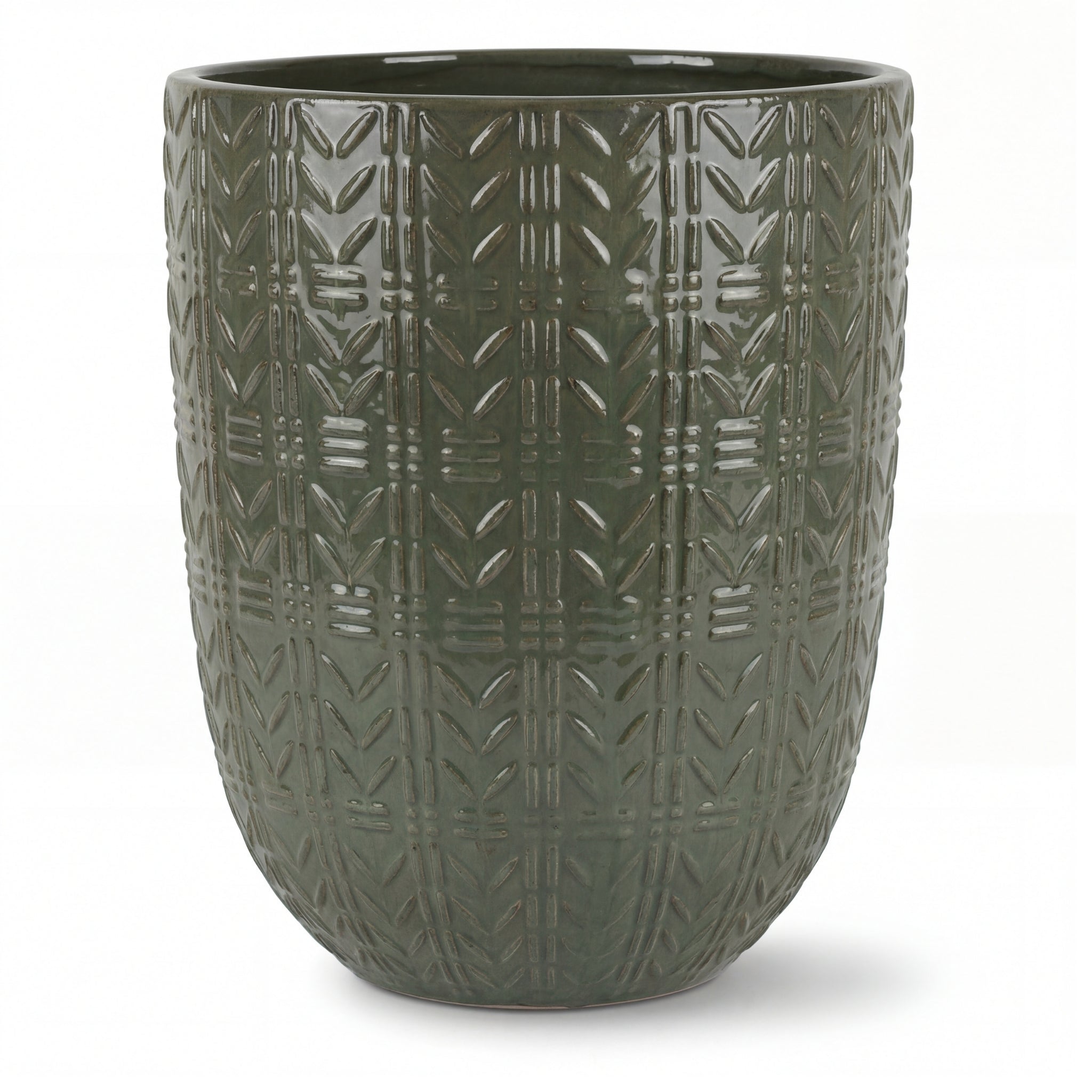 Donica ceramiczna Provencelia MERCURE Oliwkowy, sred.51 x H63 cm, mrozoodporna, rękodzieło, szkliwiona