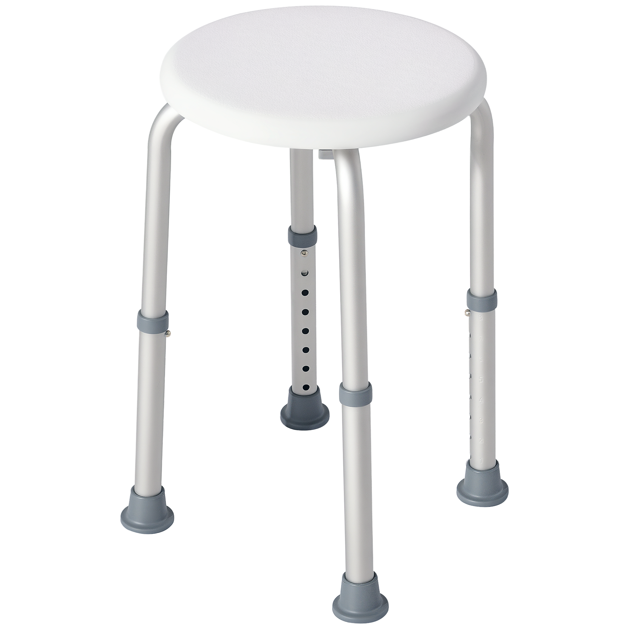 Taboret prysznicowy biały 32,5x41x35,5-54cm, 360°, 8 poziomów, antypoślizgowy.