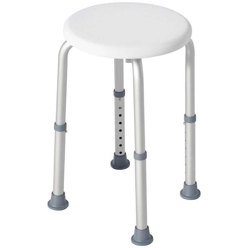 Taboret prysznicowy biały 32,5x41x35,5-54cm, 360°, 8 poziomów, antypoślizgowy.