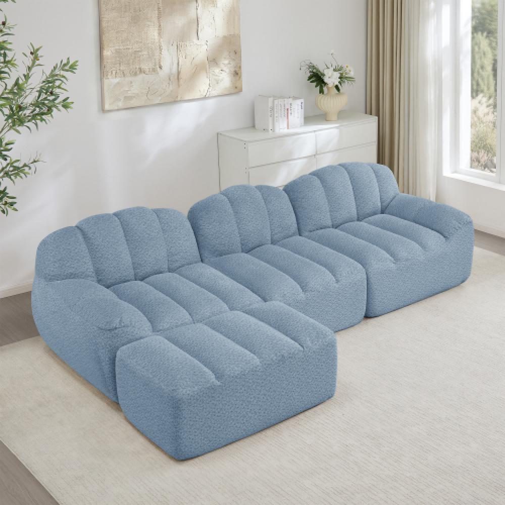 Modułowa sofa 3-osobowa w stylu muszli, głębokie poduszki, do salonu i mieszkania, nie wymaga montażu