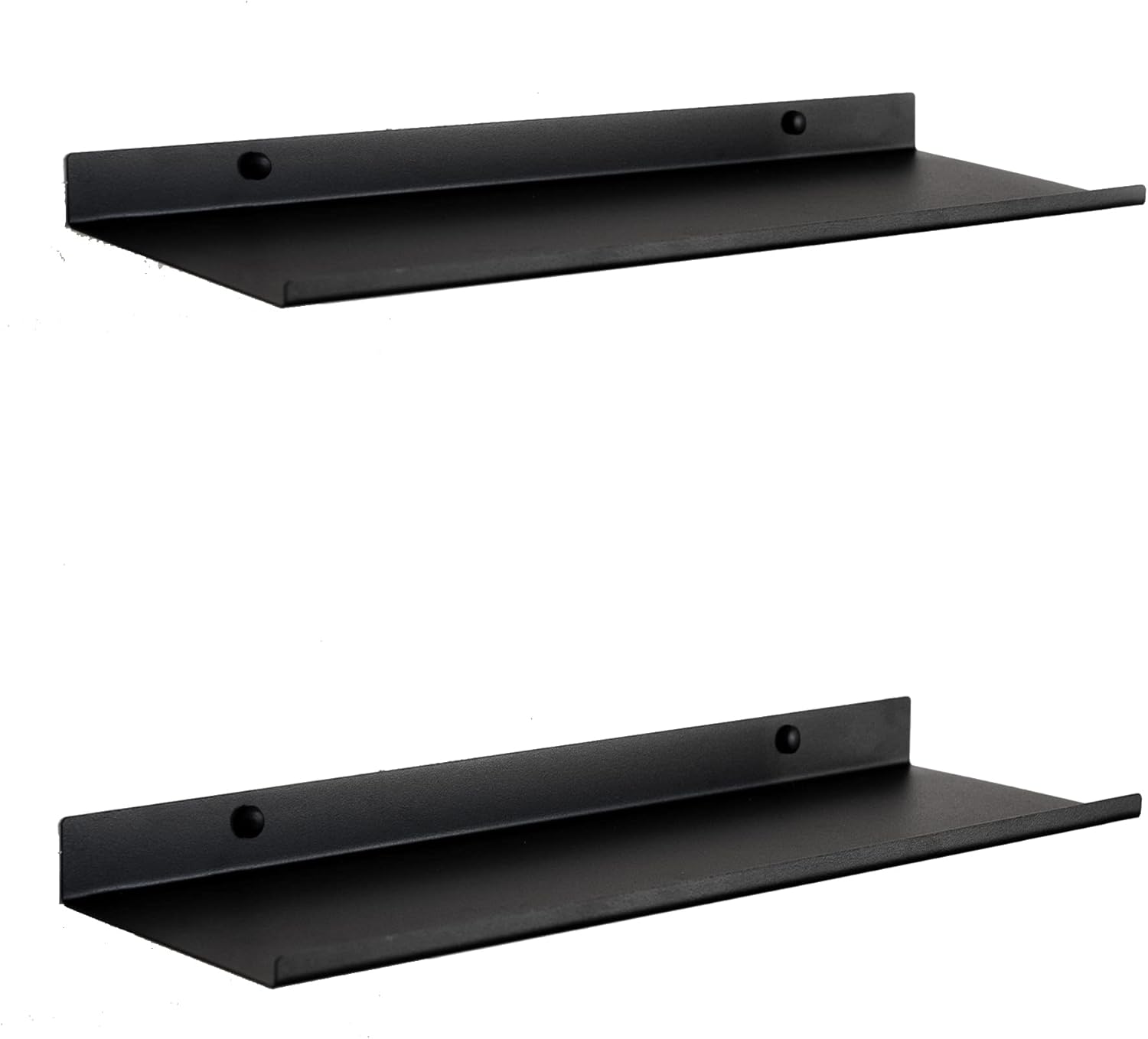 Czarna, wisząca półka ścienna | Zestaw 2 metalowych półek ściennych 50 cm | Półka do łazienki, salonu, kuchni, sypialni lub biura