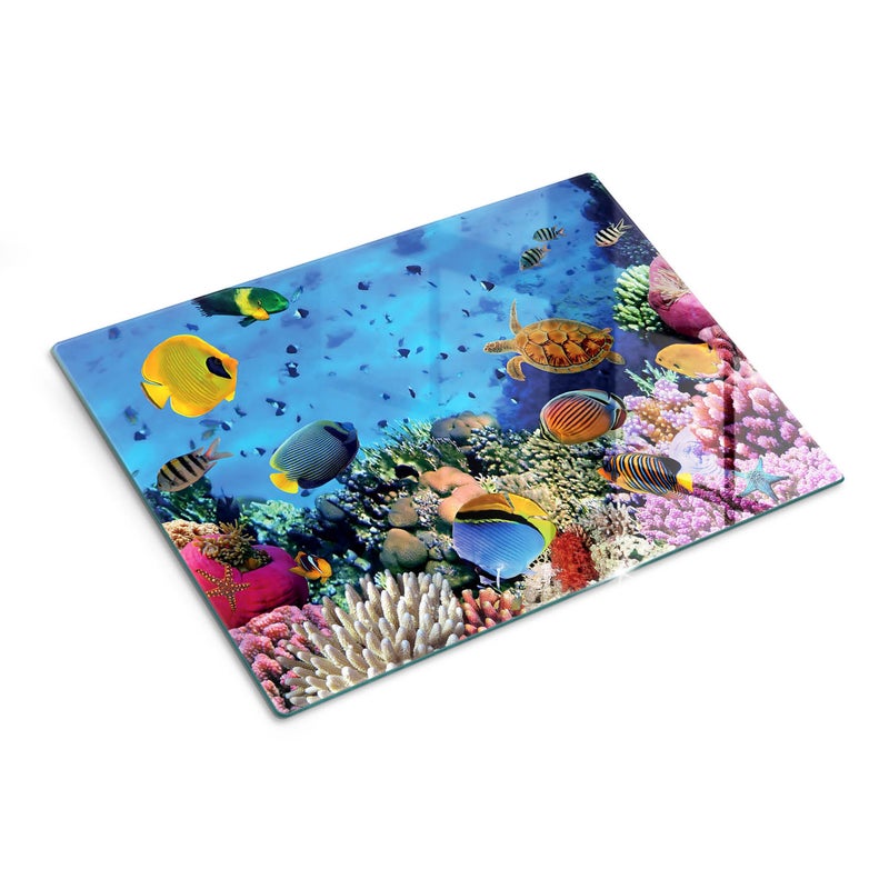 Designerska szklana deska do krojenia z ozdobną grafiką - Morze Czerwone Egipt - 30x40 - Tulup