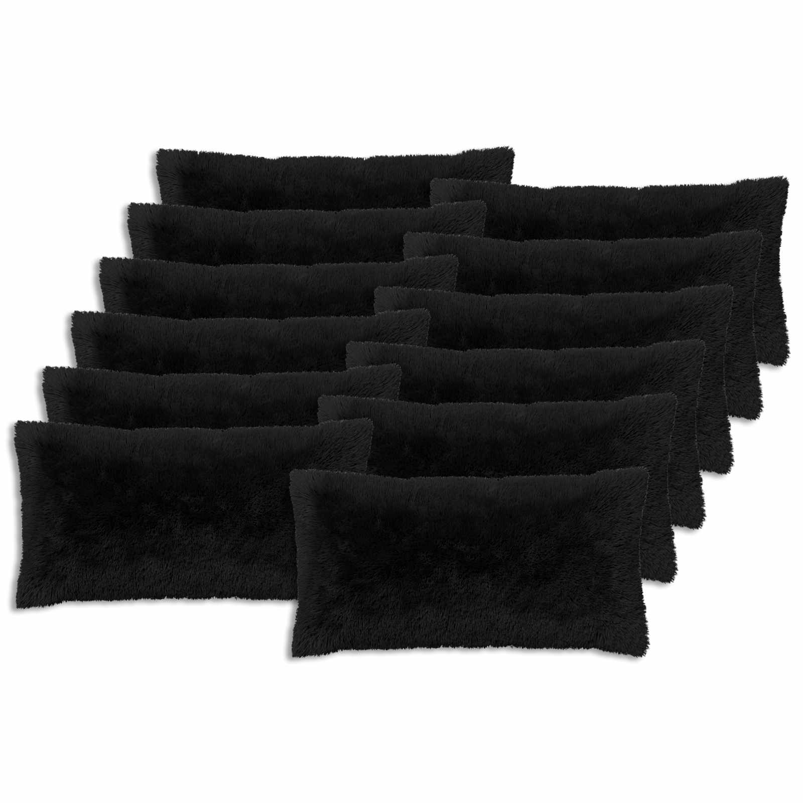 12x Poszewka na Poduszkę 40x80 cm z Polaru Czarna