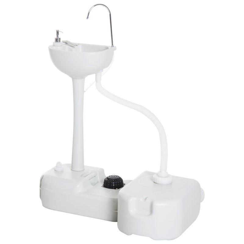 Portable Camping Sink z Running woda i Wastewater Tank, Hand Wash Basin z kółka jezdne, Foot Pump, Soap Dispenser Events, Gatherings, Picnic