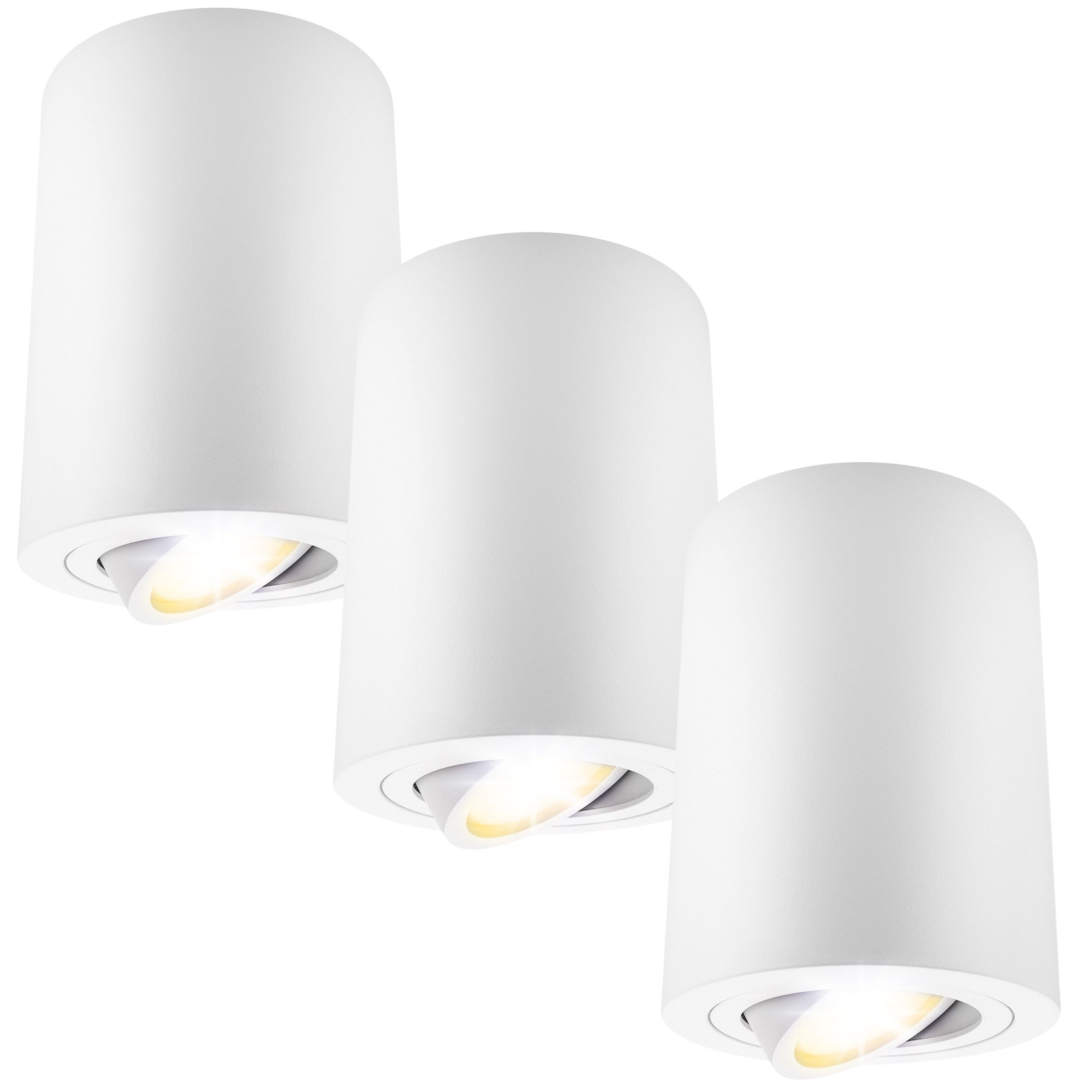 3x Duży reflektor natynkowy SPOT sufitowy Biały 3x GU10 Ruchoma Oprawa Halogenowa okrągła TUBA LED 3 szt. - LEDHOFF