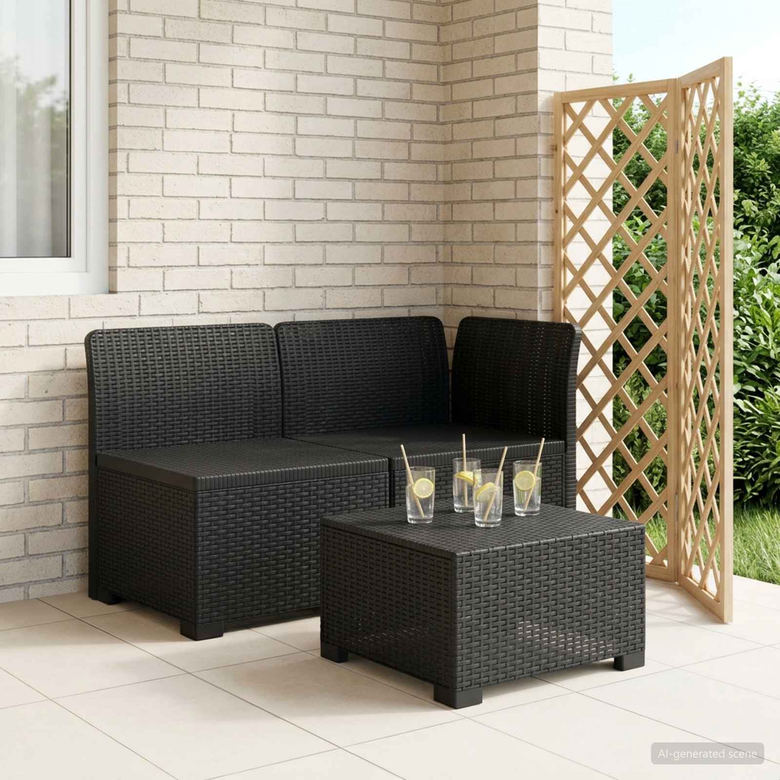 Sofa Ogrodowa 2-osobowa w Wyglądzie Rattanowym PP antracytowy vidaXL